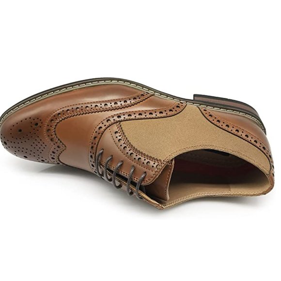 Men\'s Spectator Tweed Plaid Two Tone Wingtips Oxfords Perforated Lace Up Dress main image 4
